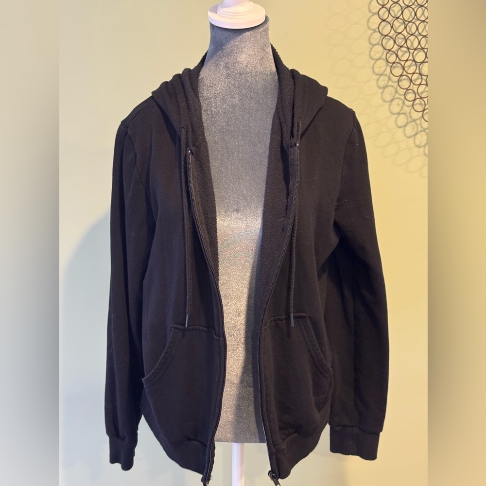 Eddie Bauer Black Fleece Lined Zip Up Hoodie Women’s Large